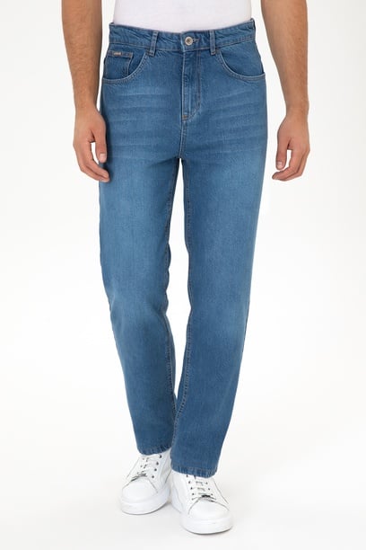 Erkek Mavi Loose Fit Jean Pantolon