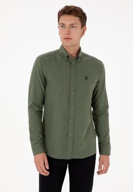 Erkek Haki Uzun Kollu Basic Gömlek - 50316721042