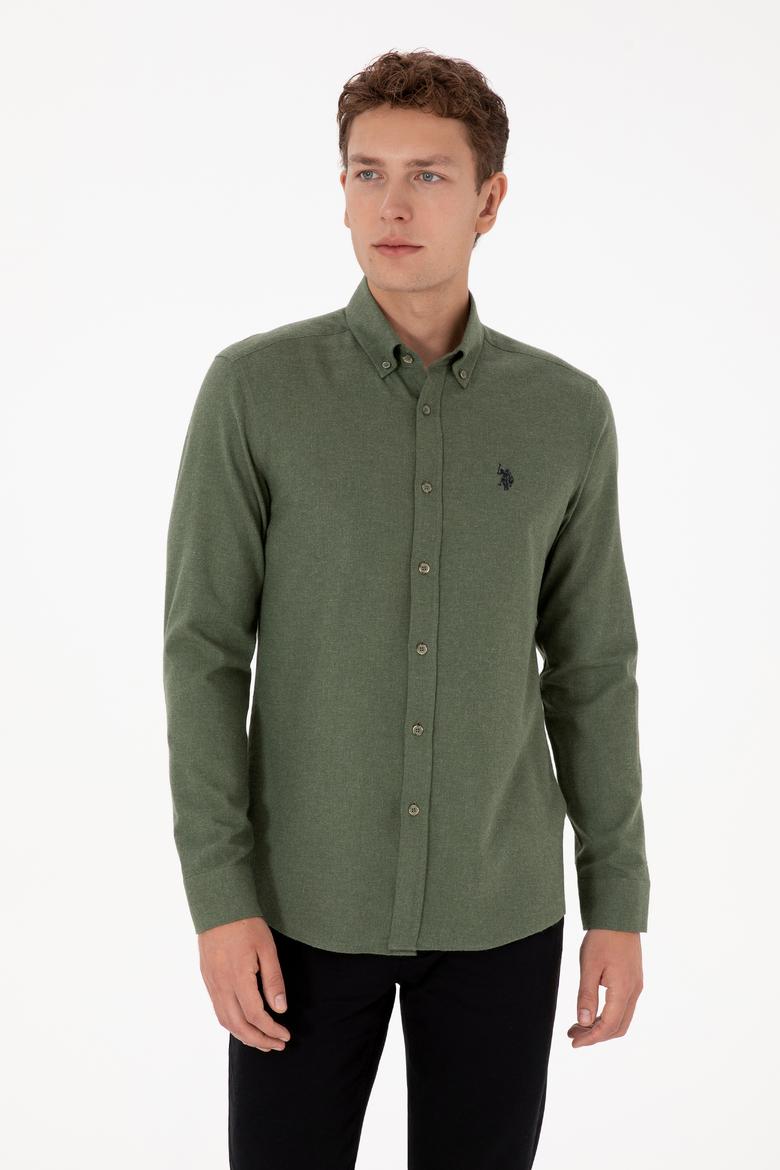 Erkek Haki Uzun Kollu Basic Gömlek - 50316721042