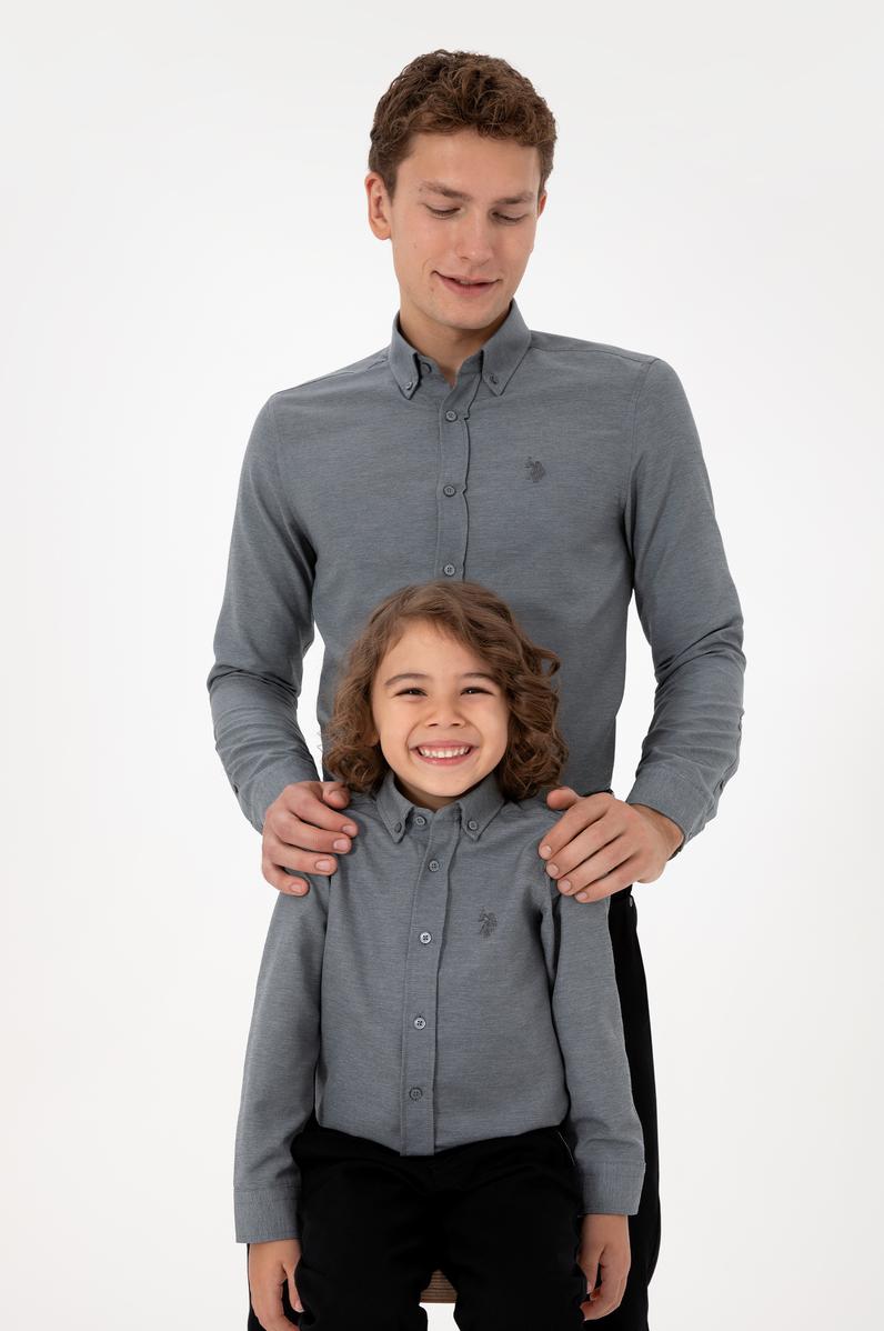 Erkek Çocuk Antrasit Uzun Kollu Basic Gömlek