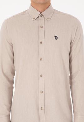 Erkek Bej Uzun Kollu Basic Gömlek - 50316721060