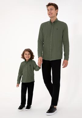 Erkek Haki Uzun Kollu Basic Gömlek - 50316721042