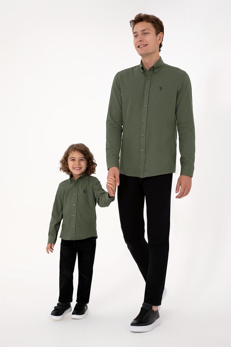 Erkek Haki Uzun Kollu Basic Gömlek - 50316721042