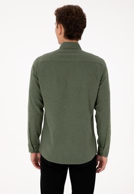 Erkek Haki Uzun Kollu Basic Gömlek - 50316721042
