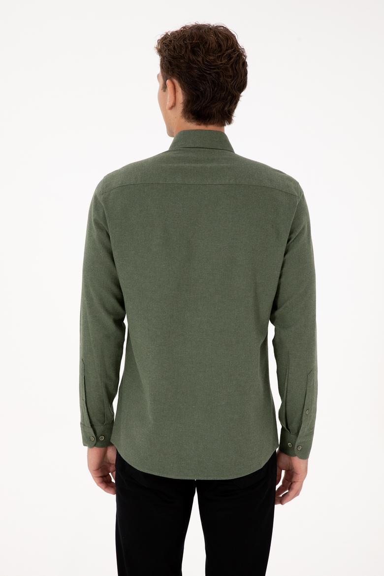 Erkek Haki Uzun Kollu Basic Gömlek - 50316721042