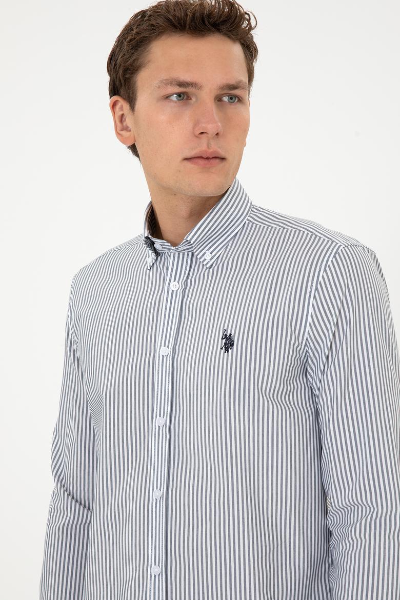 Erkek Lacivert Çizgili Uzun Kollu Gömlek - 50308580005