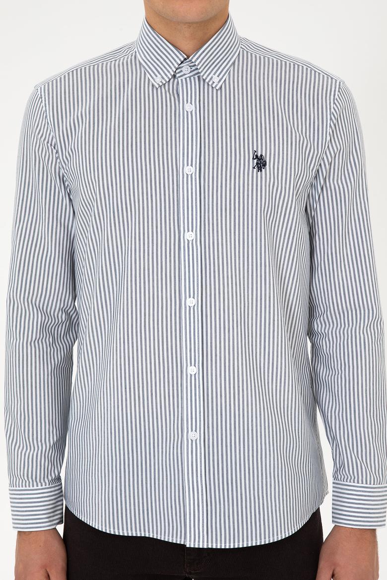 Erkek Lacivert Çizgili Uzun Kollu Gömlek - 50308580005