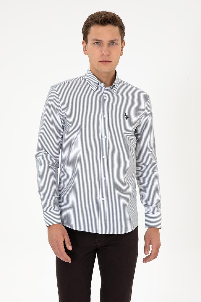 Erkek Lacivert Çizgili Uzun Kollu Gömlek