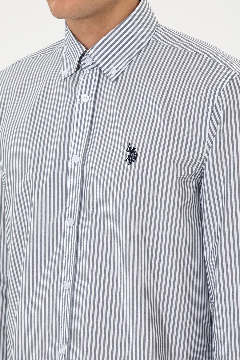 Erkek Lacivert Çizgili Uzun Kollu Gömlek - 50308580005
