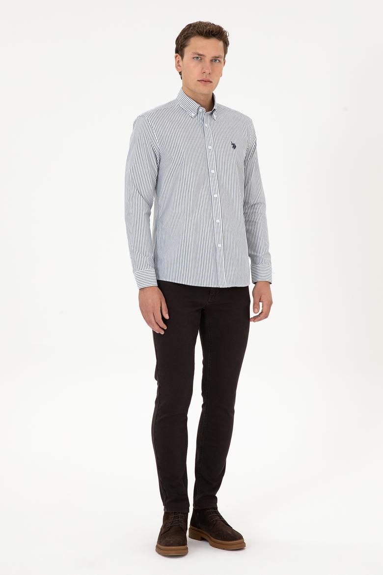 Erkek Lacivert Çizgili Uzun Kollu Gömlek - 50308580005