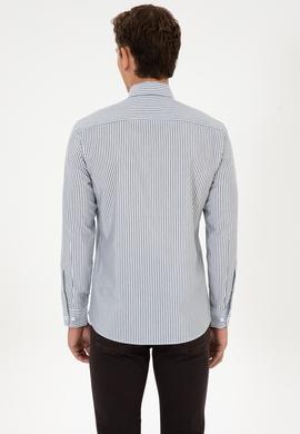 Erkek Lacivert Çizgili Uzun Kollu Gömlek - 50308580005