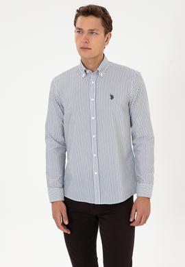 Erkek Lacivert Çizgili Uzun Kollu Gömlek - 50308580005