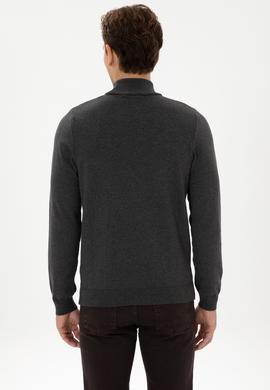 Erkek Slim Fit Yarım Balıkçı Yaka Antrasit Melanj Kazak - 50309140015