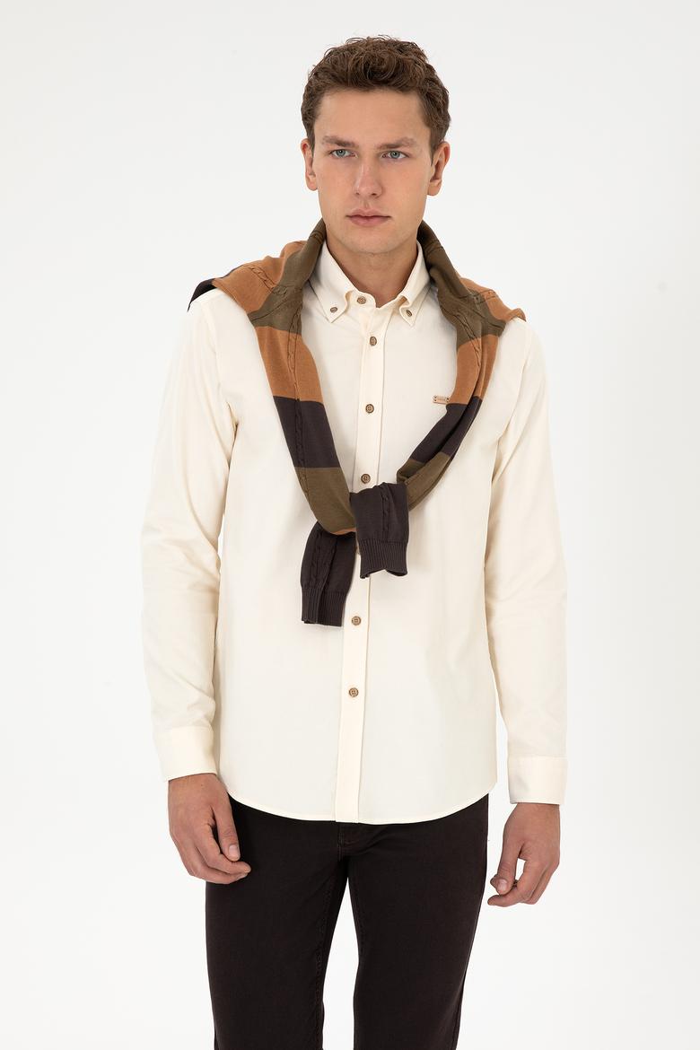 Erkek Krem Uzun Kollu Gömlek