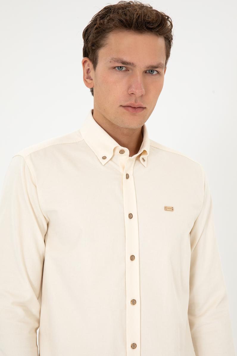 Erkek Krem Uzun Kollu Gömlek