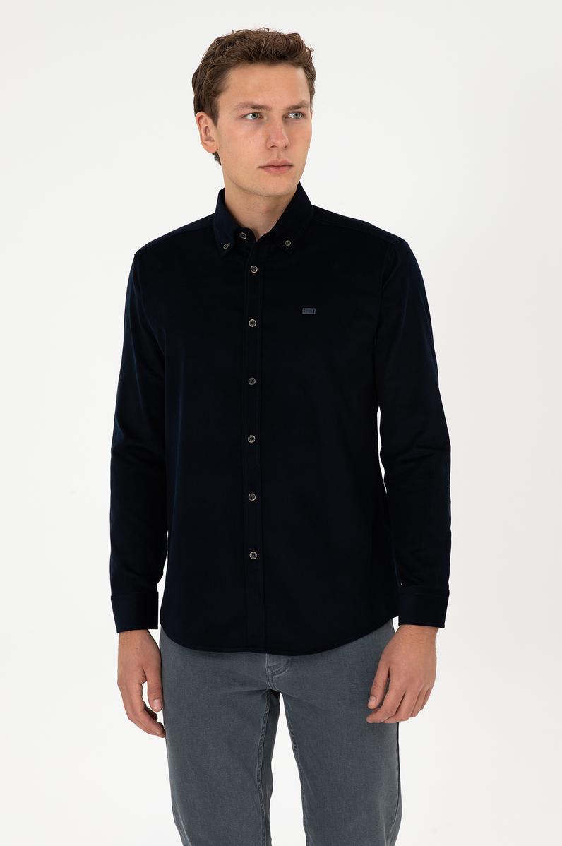 Erkek Lacivert Uzun Kollu Gömlek