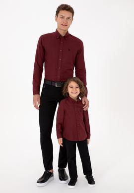 Erkek Bordo Uzun Kollu Basic Gömlek - 50316721005