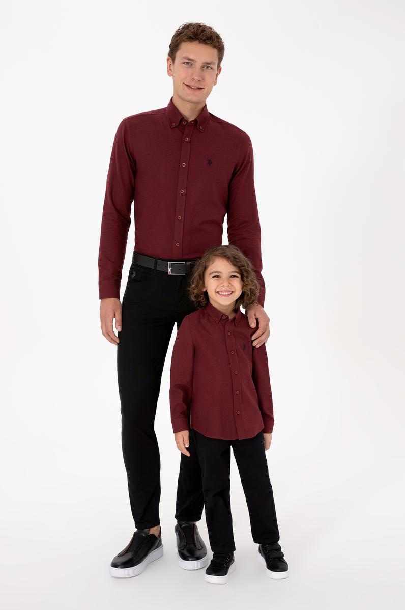 Erkek Bordo Uzun Kollu Basic Gömlek