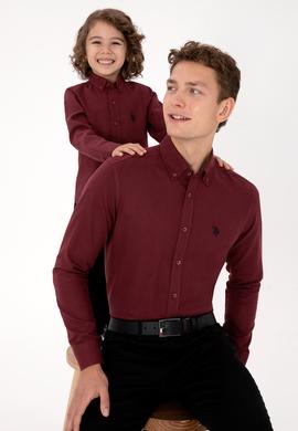 Erkek Bordo Uzun Kollu Basic Gömlek - 50316721005