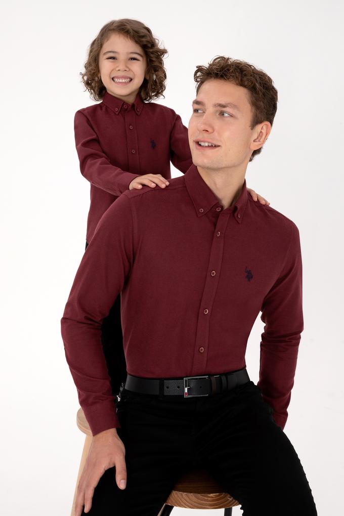 Erkek Bordo Uzun Kollu Basic Gömlek