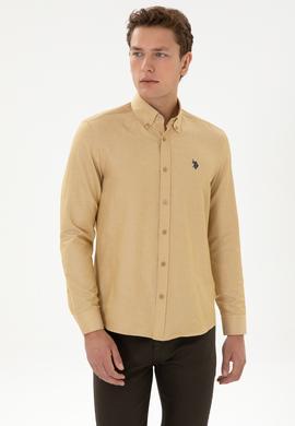 Erkek Hardal Uzun Kollu Basic Gömlek - 50316723108