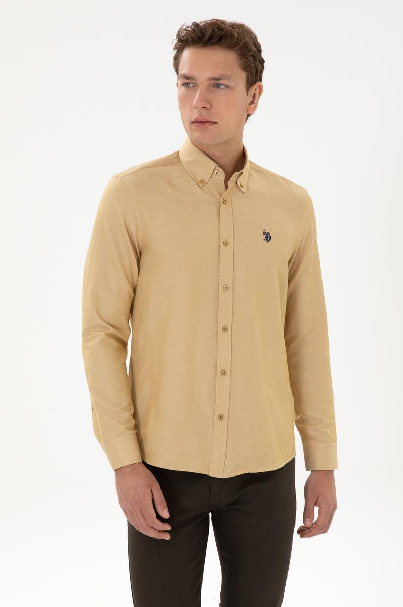 Erkek Hardal Uzun Kollu Basic Gömlek