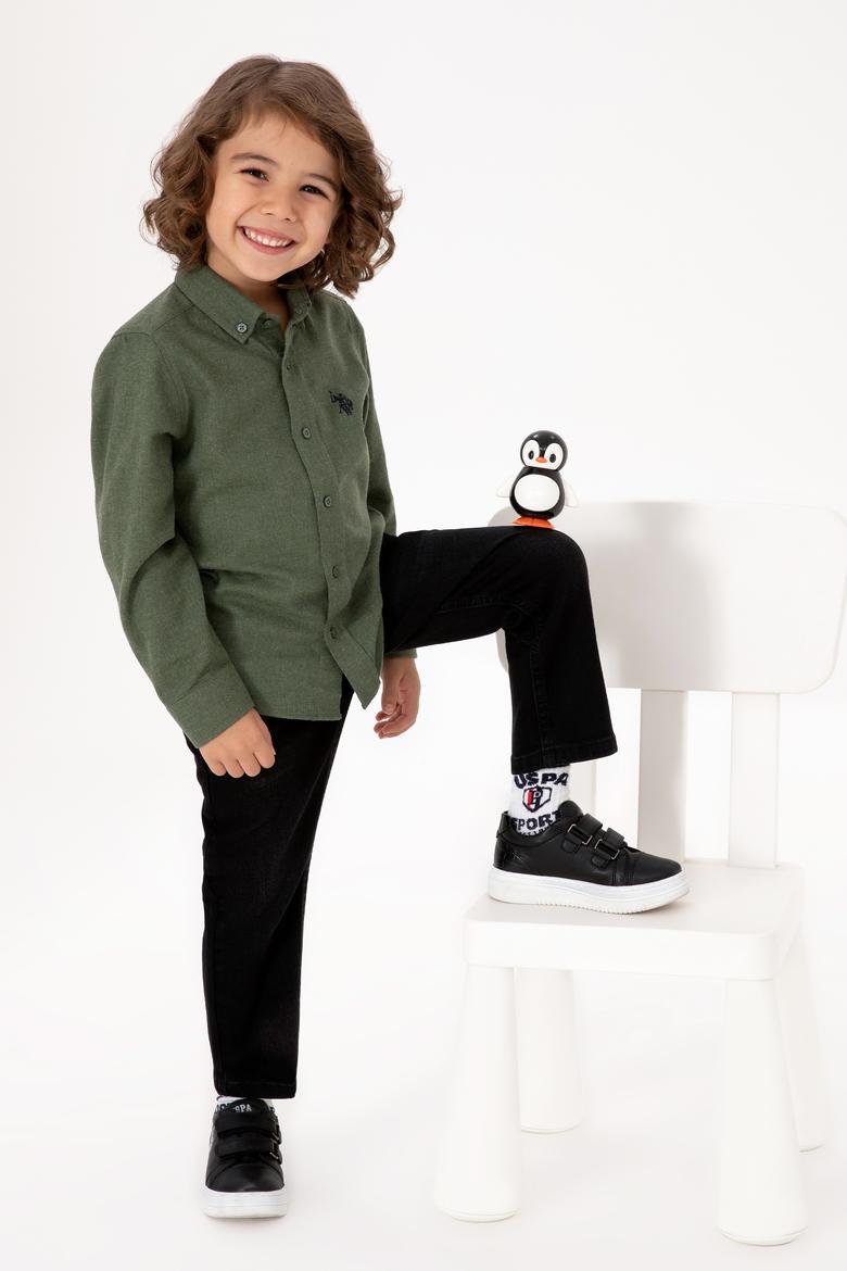 Erkek Çocuk Haki Uzun Kollu Basic Gömlek - 50316769131