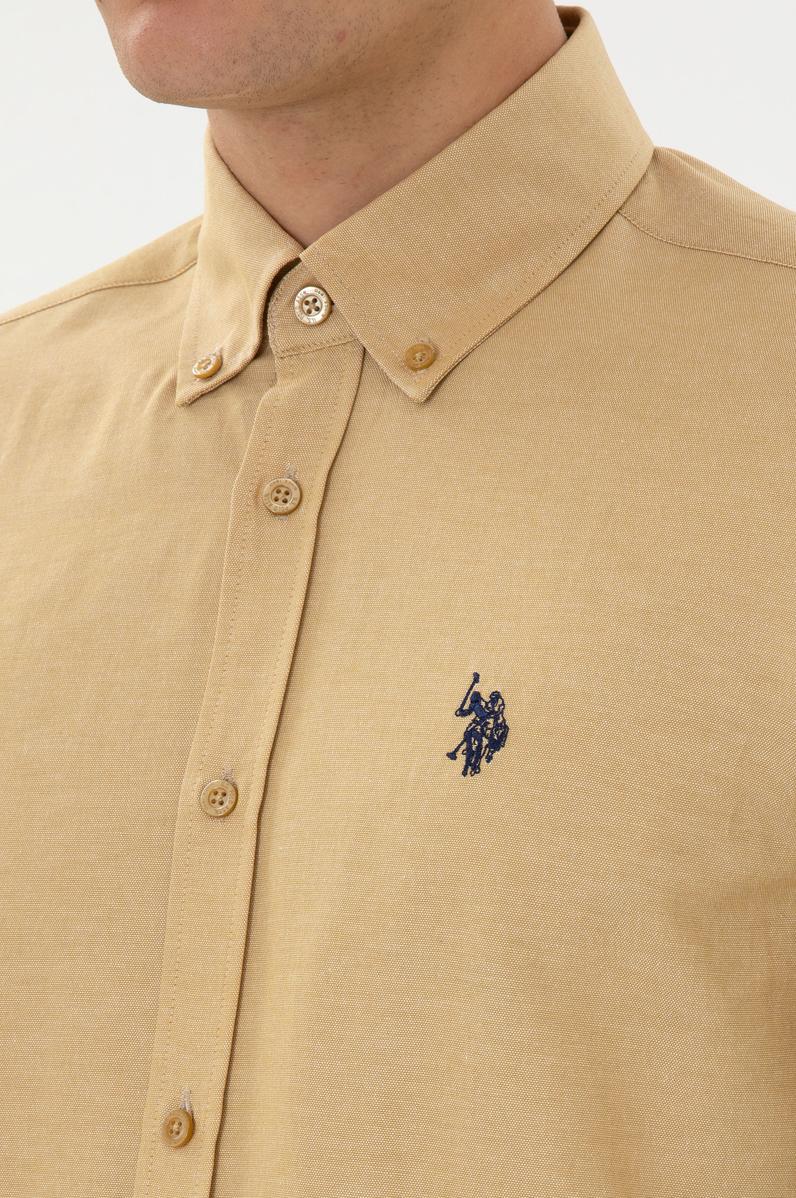 Erkek Hardal Uzun Kollu Basic Gömlek