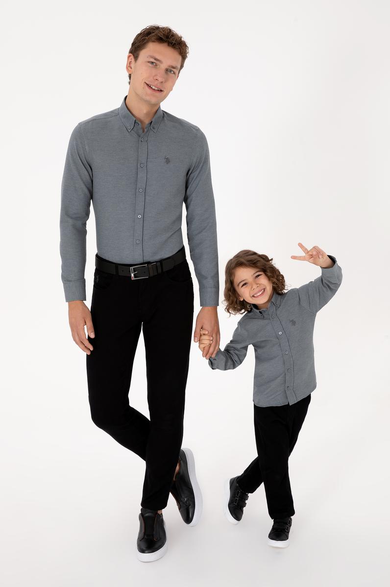 Erkek Antrasit Uzun Kollu Basic Gömlek