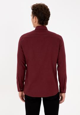 Erkek Bordo Uzun Kollu Basic Gömlek - 50316721005