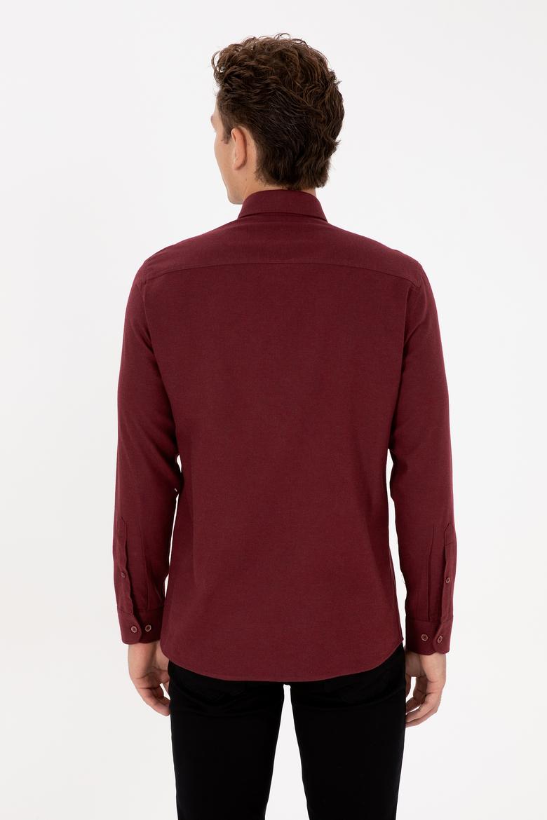 Erkek Bordo Uzun Kollu Basic Gömlek - 50316721005
