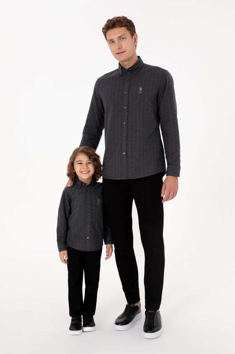 Erkek Antrasit Uzun Kollu Gömlek