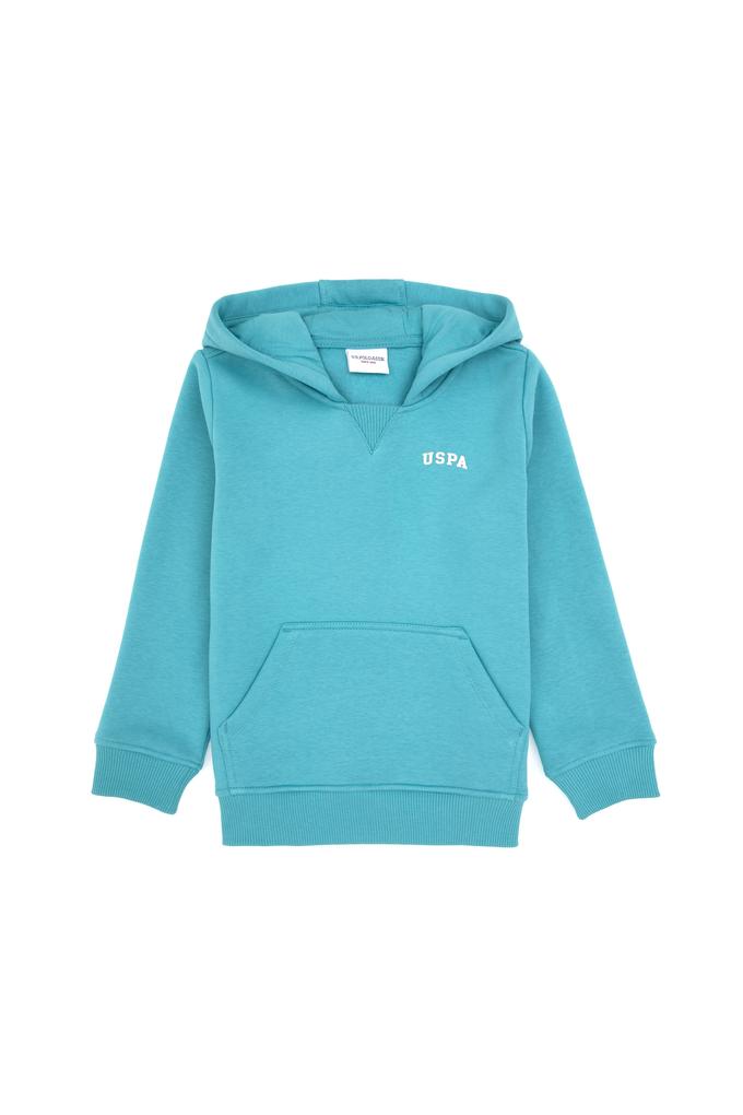 Erkek Çocuk Mint Kapüşonlu Basic Sweatshirt