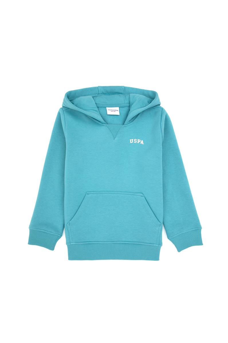 Erkek Çocuk Mint Kapüşonlu Basic Sweatshirt