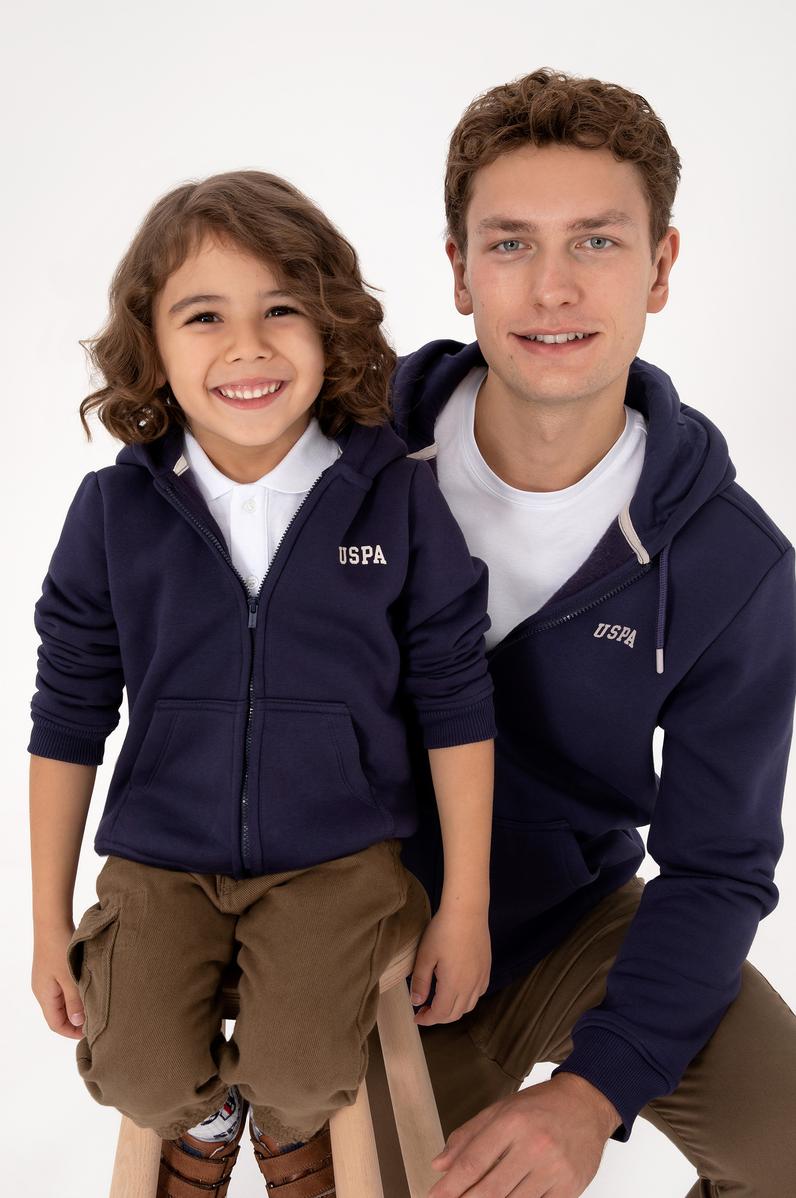 Erkek Çocuk Mürdüm Fermuarlı Kapüşonlu Sweatshirt