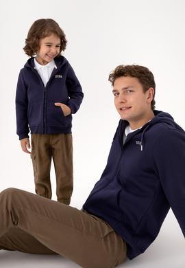 Erkek Çocuk Mürdüm Fermuarlı Kapüşonlu Sweatshirt - 50313852111