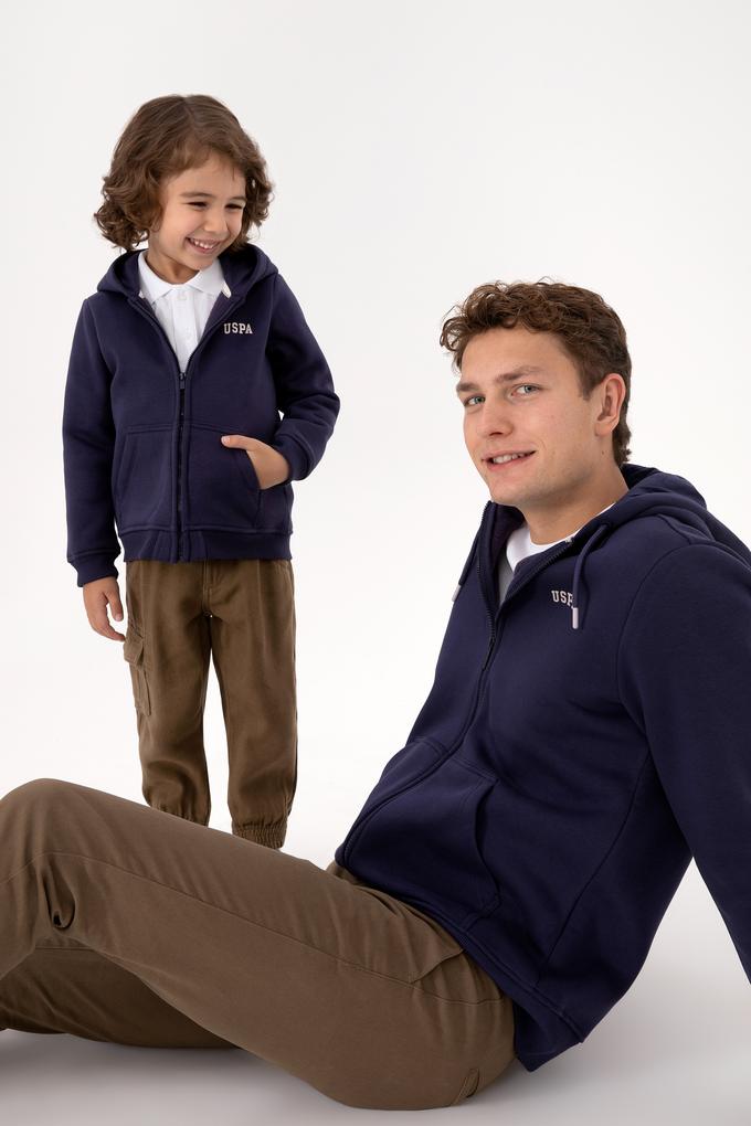 Erkek Çocuk Mürdüm Fermuarlı Kapüşonlu Sweatshirt