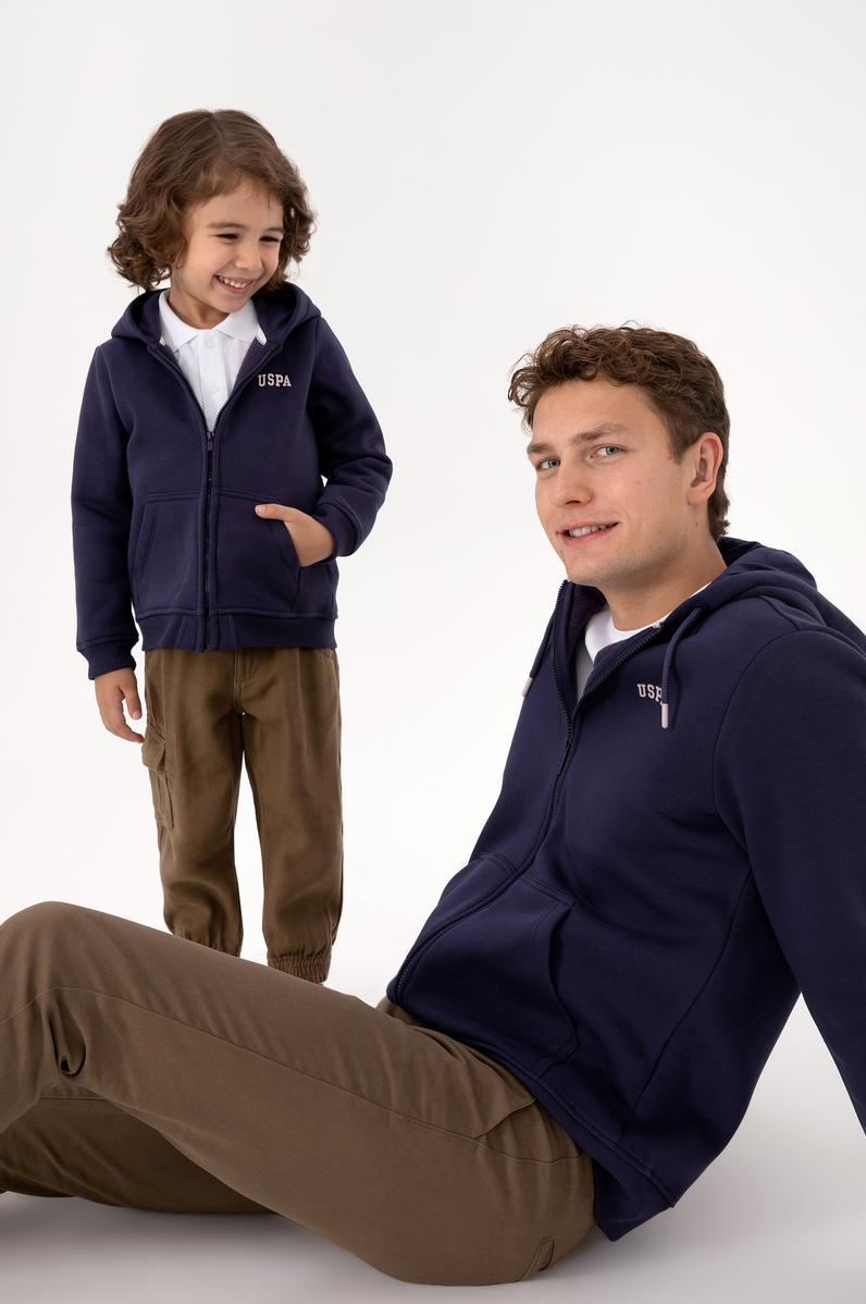 Erkek Çocuk Mürdüm Fermuarlı Kapüşonlu Sweatshirt