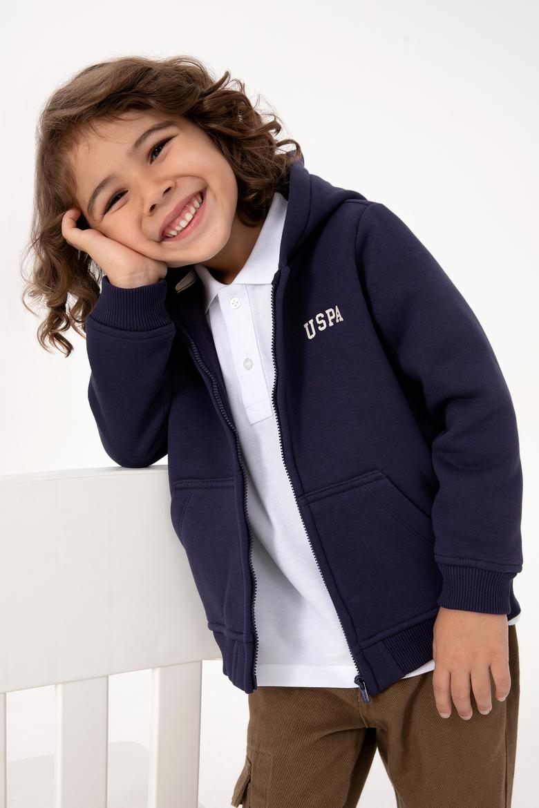 Erkek Çocuk Mürdüm Fermuarlı Kapüşonlu Sweatshirt - 50313852111