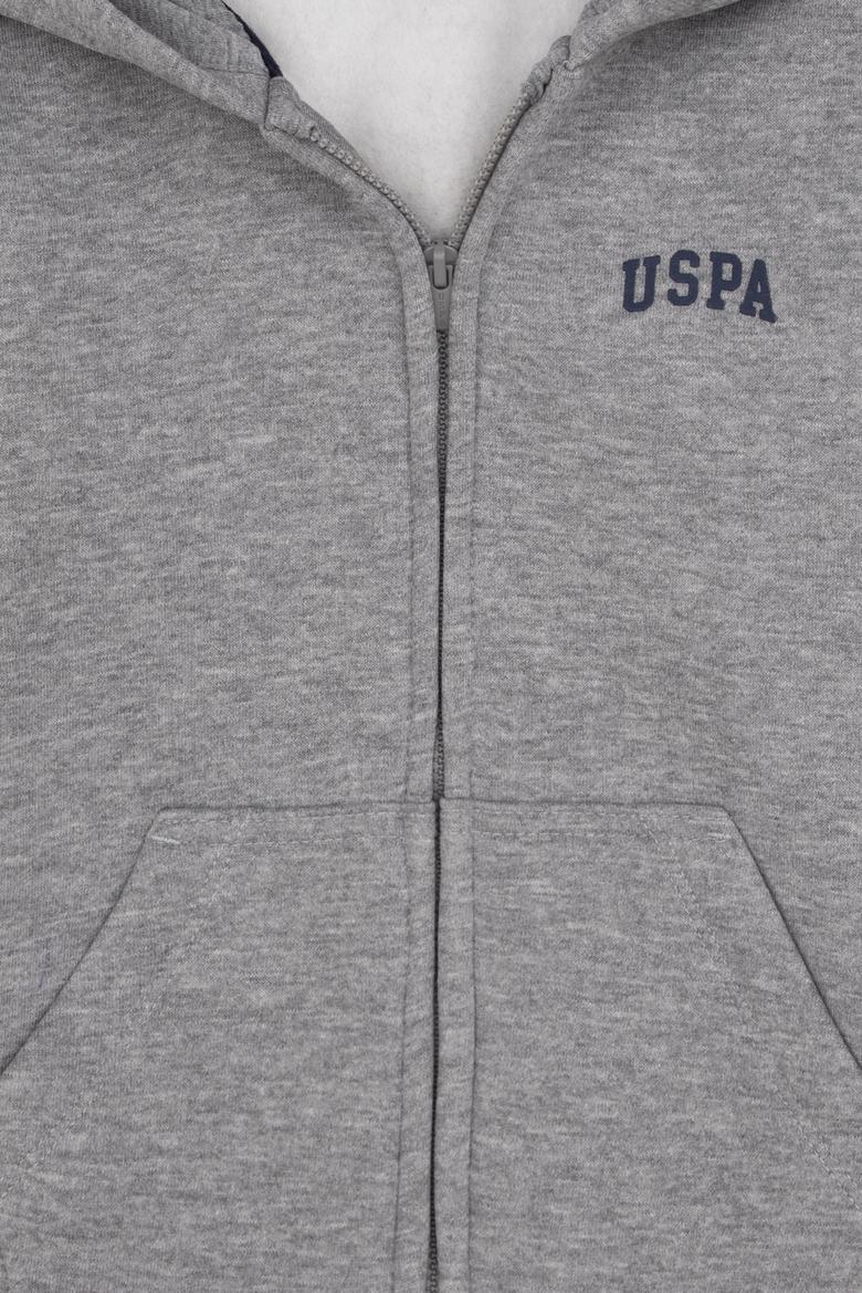 Erkek Çocuk Gri Melanj Fermuarlı Kapüşonlu Örme Hırka - 50313852024