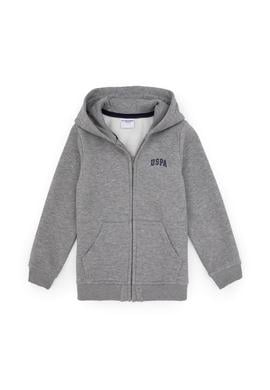 Erkek Çocuk Gri Melanj Fermuarlı Kapüşonlu Örme Hırka - 50313852024