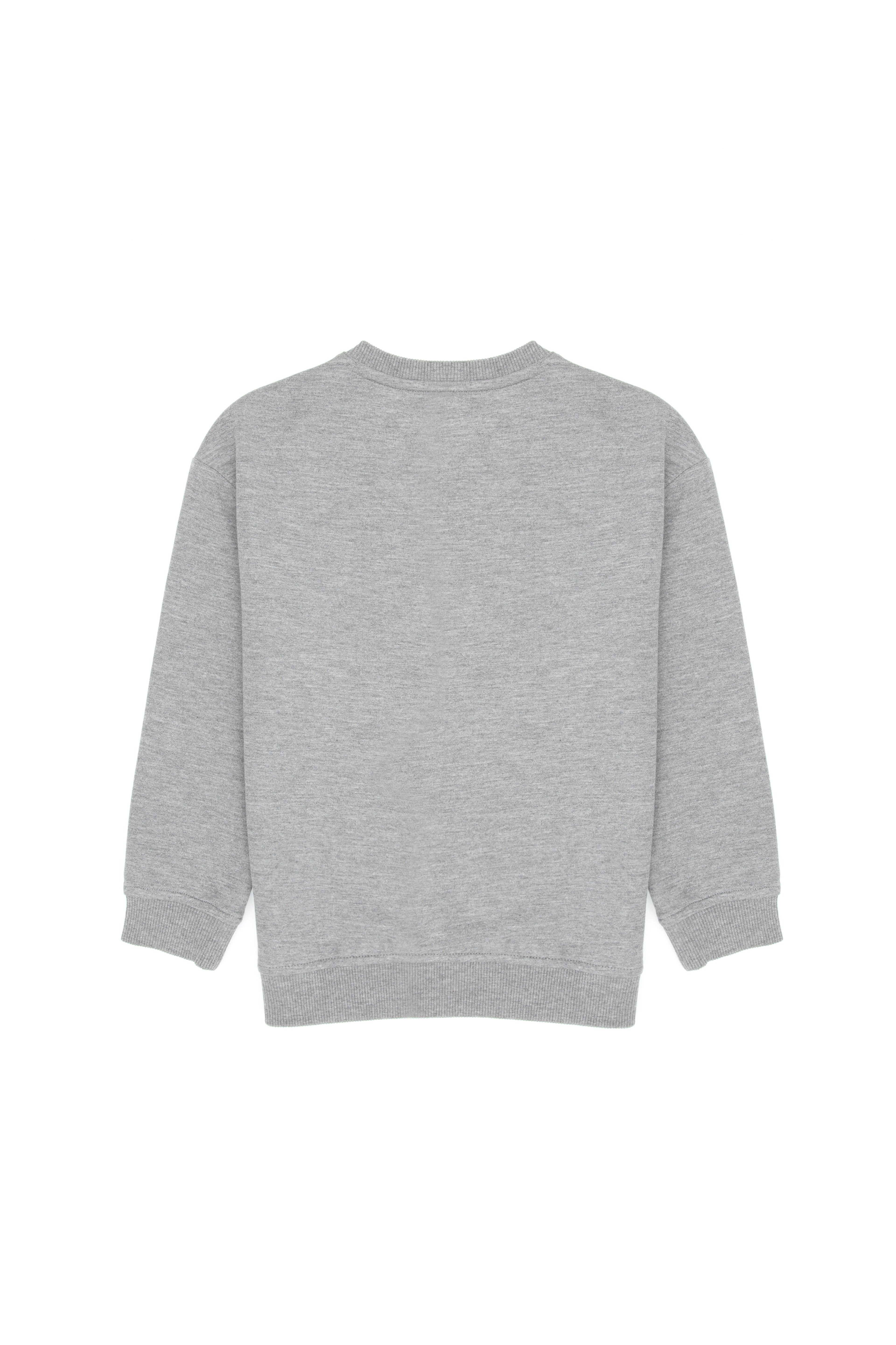 Erkek Çocuk Gri Melanj Bisiklet Yaka İnce Sweatshirt - Image 2