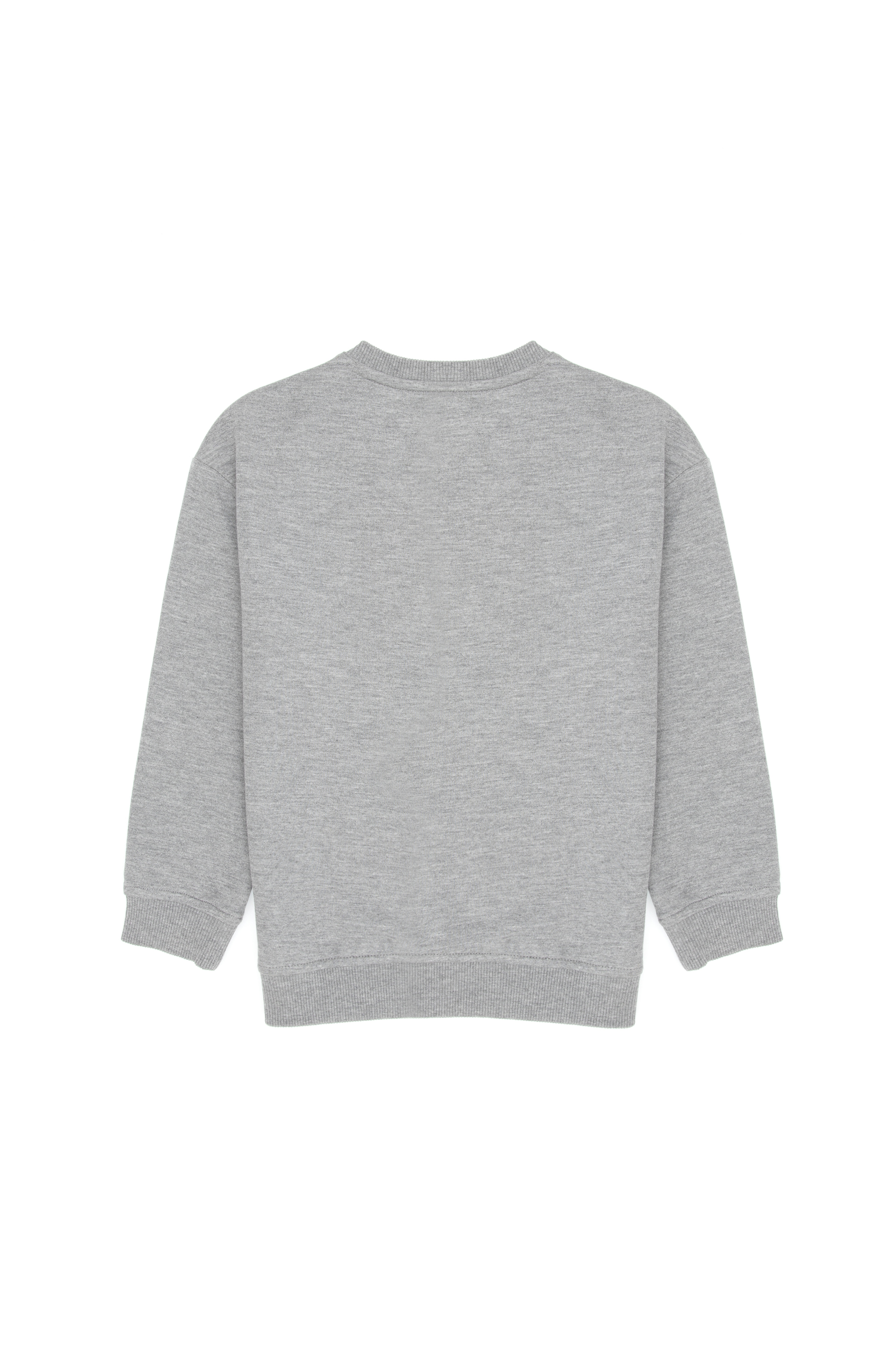 Erkek Çocuk Gri Melanj Bisiklet Yaka İnce Sweatshirt