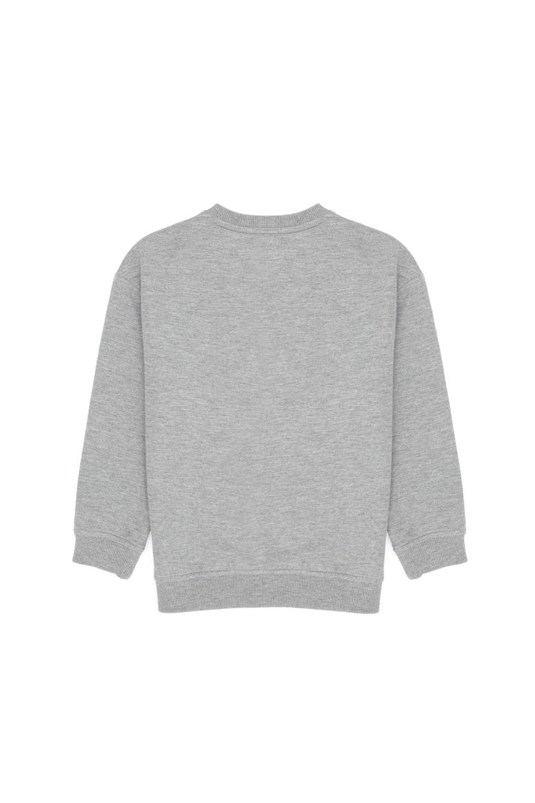 Erkek Çocuk Gri Melanj Bisiklet Yaka İnce Sweatshirt - 50316527018