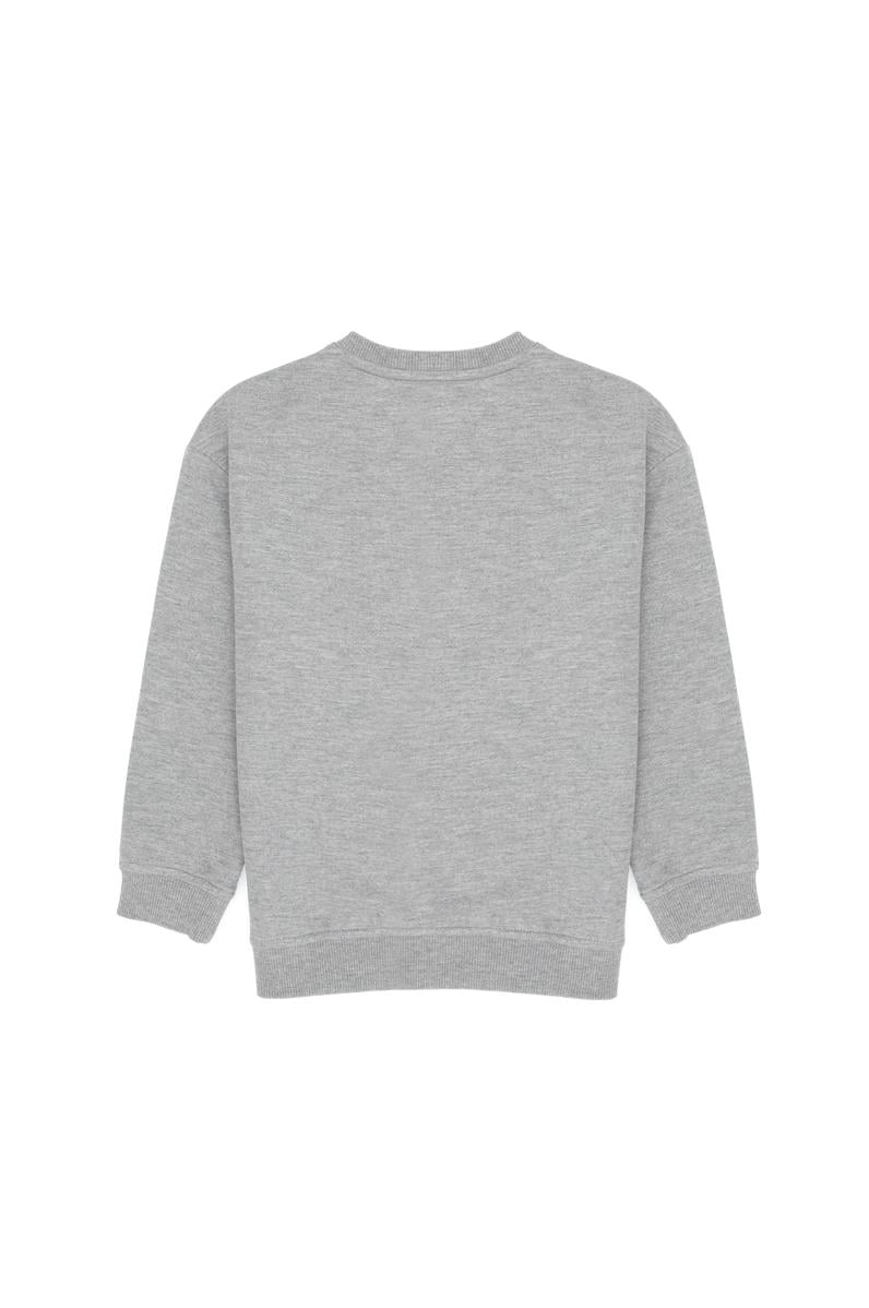 Erkek Çocuk Gri Melanj Bisiklet Yaka İnce Sweatshirt