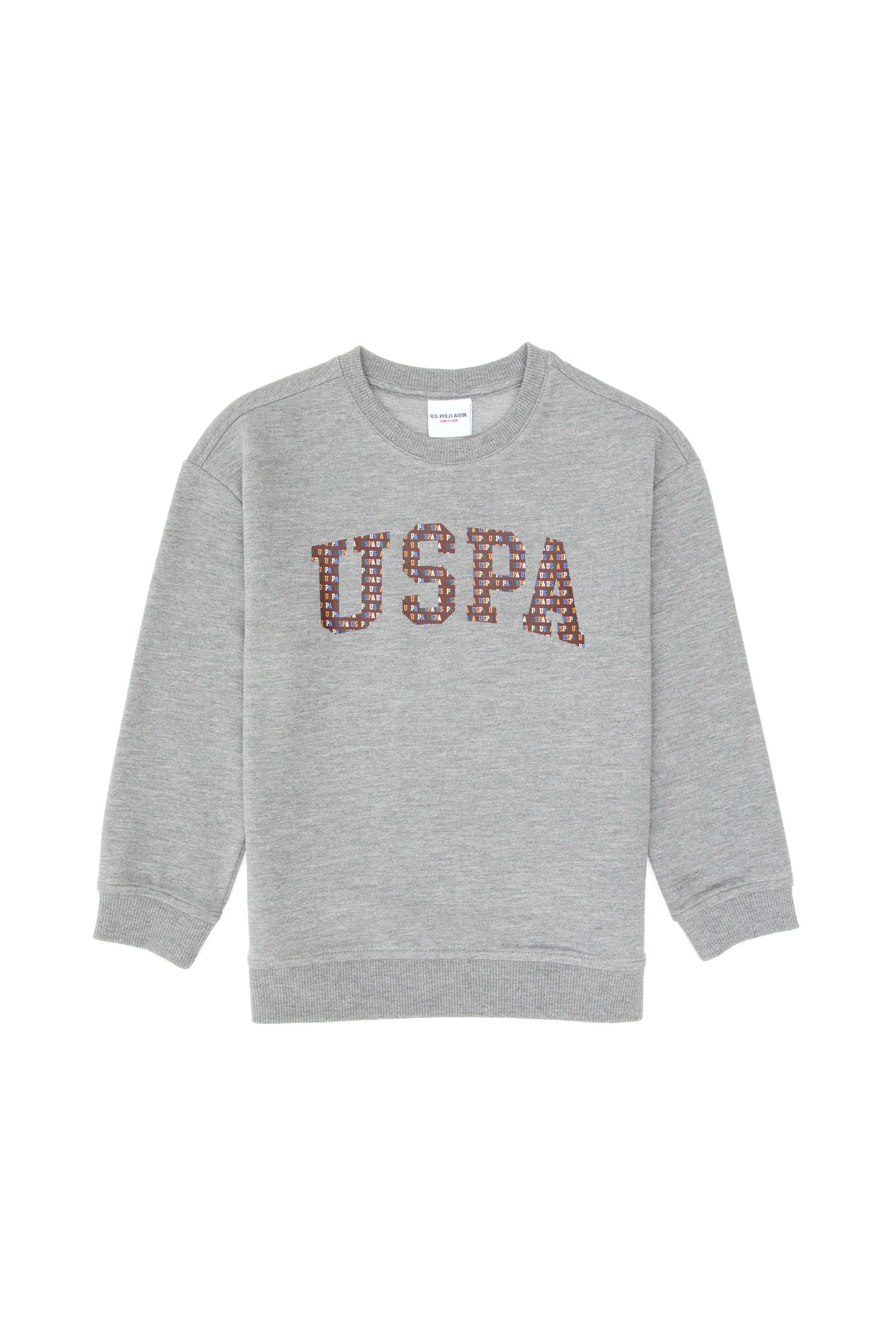 Erkek Çocuk Gri Melanj Bisiklet Yaka İnce Sweatshirt - Image 1