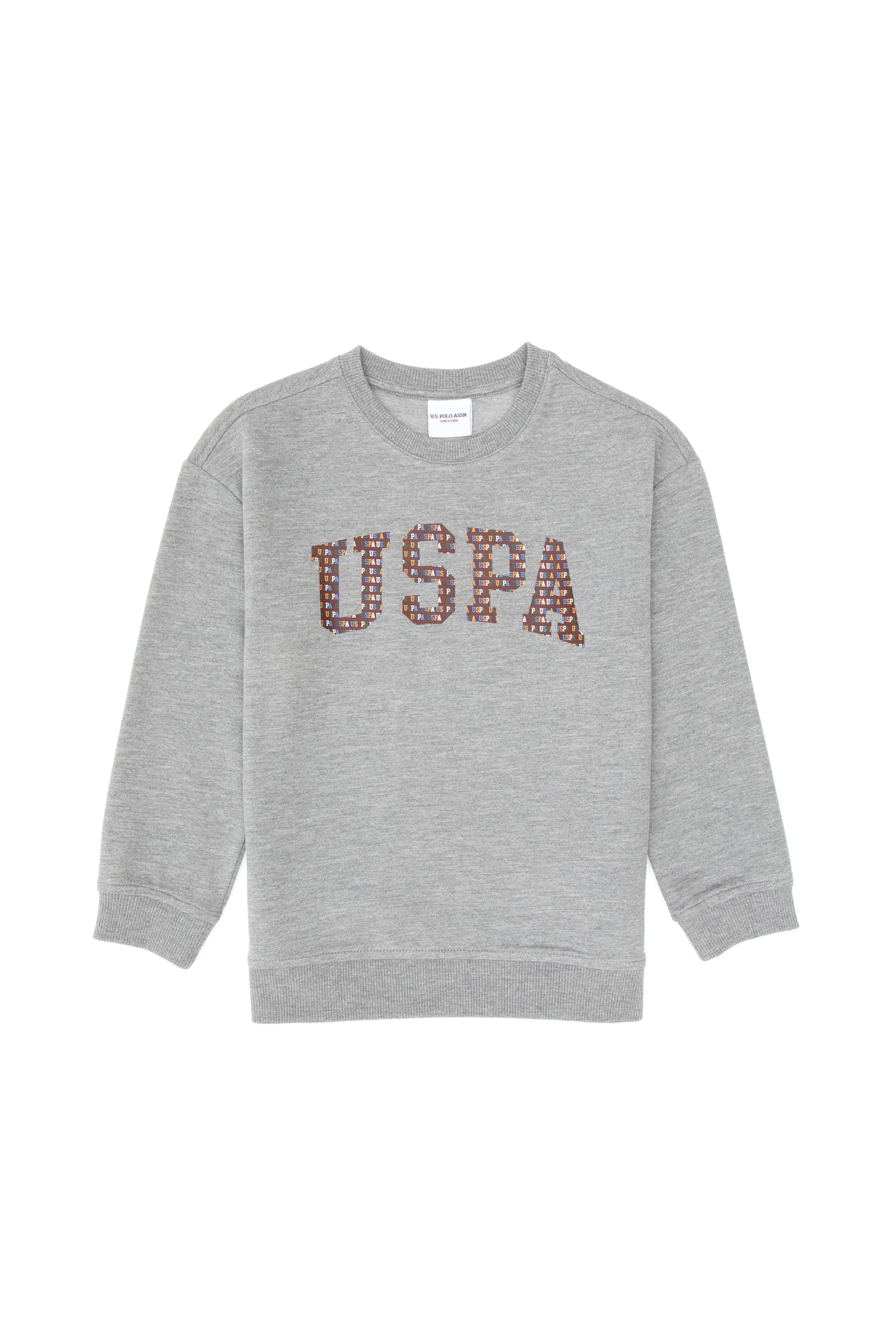 Erkek Çocuk Gri Melanj Bisiklet Yaka İnce Sweatshirt