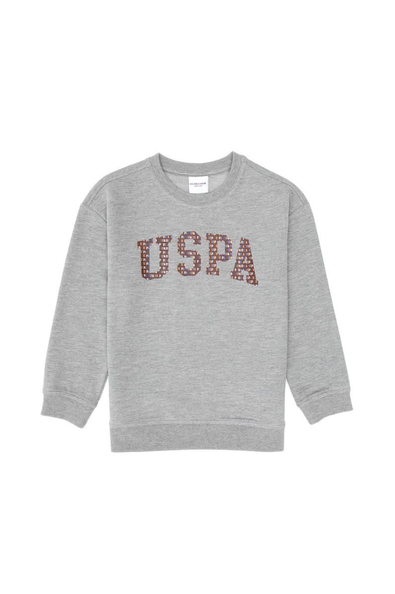 Erkek Çocuk Gri Melanj Bisiklet Yaka İnce Sweatshirt