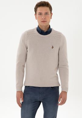 Erkek Slim Fit Bisiklet Yaka Taş Kazak - 50314975042
