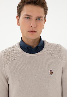 Erkek Slim Fit Bisiklet Yaka Taş Kazak - 50314975042